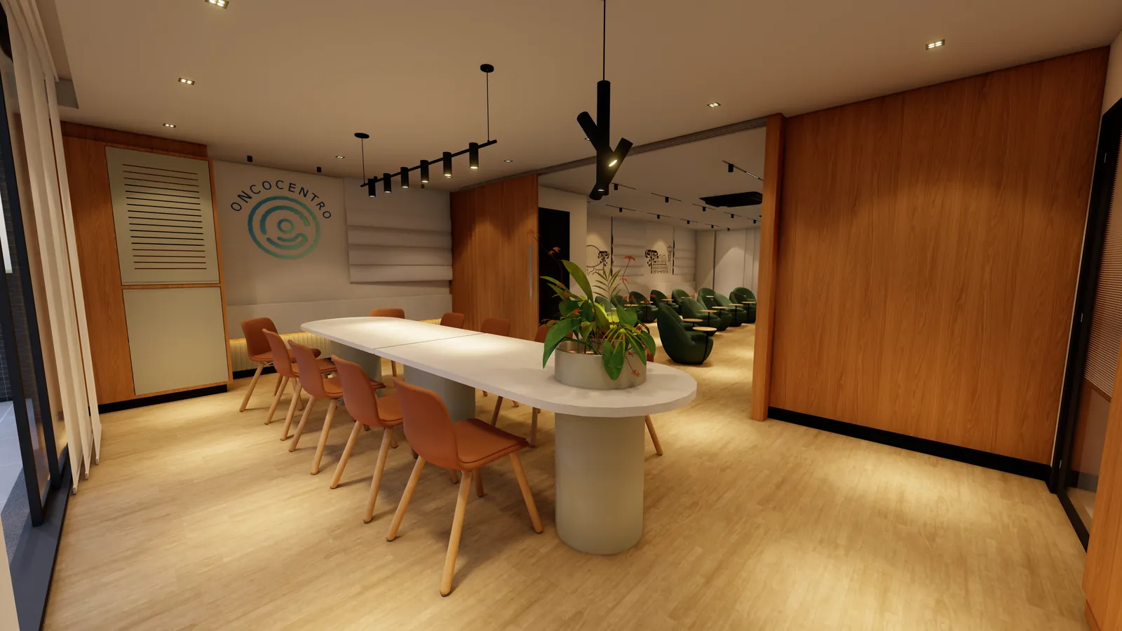Sala de reunião e consultório em ambiente de saúde projetado pela ArchiMedi