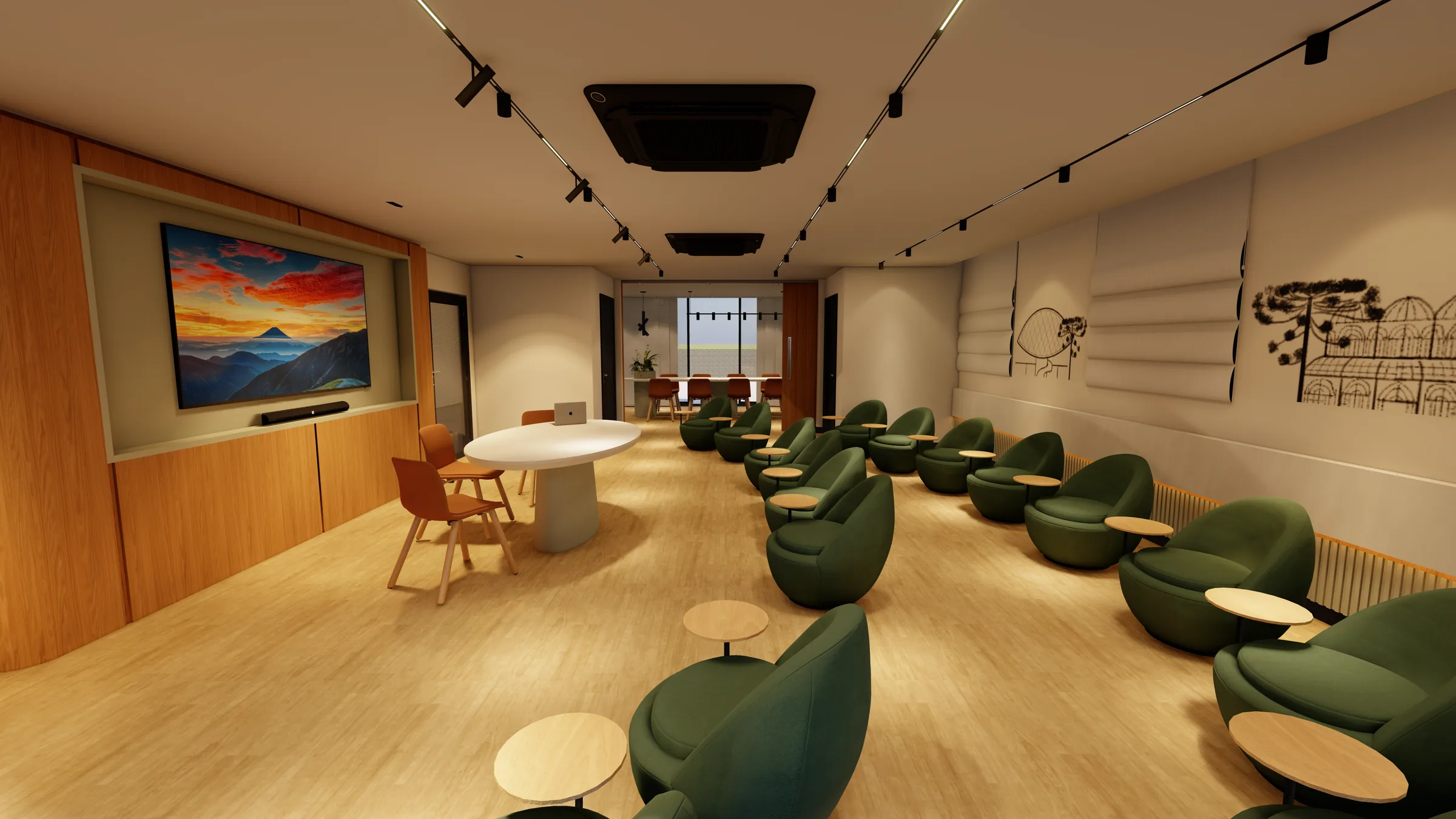 Ambiente de saúde projetado pela ArchiMedi, sala multiuso com iluminação natural